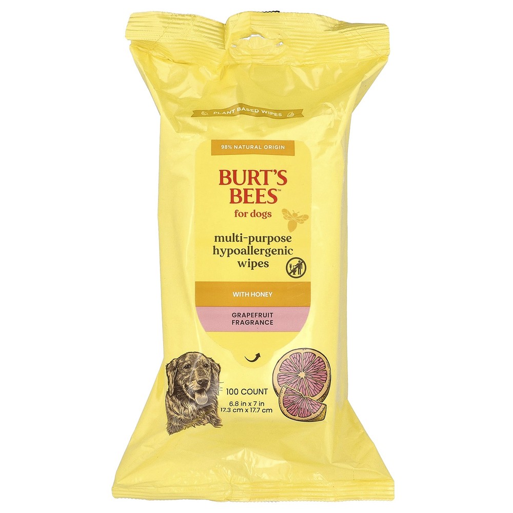 Multi-Purpose Hypoallergenic Wipes with Honey, For Dogs, Grapefruit, 100 Count