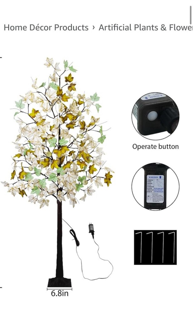 Lightshare Lighted Maple Tree 6FT 96 LED Artificial Fall Tree