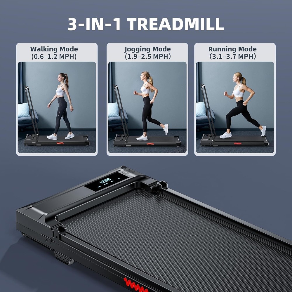 Multi-Speed Folding Treadmill for Home - Lightweight & Compact for Easy Storage