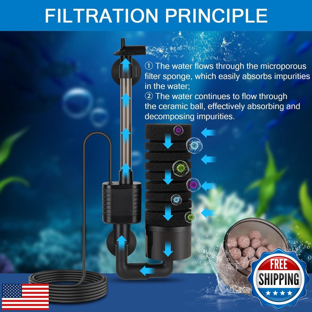 hygger USB Single Sponge Filter, Small Aquarium Filter with Adjustable Hangin