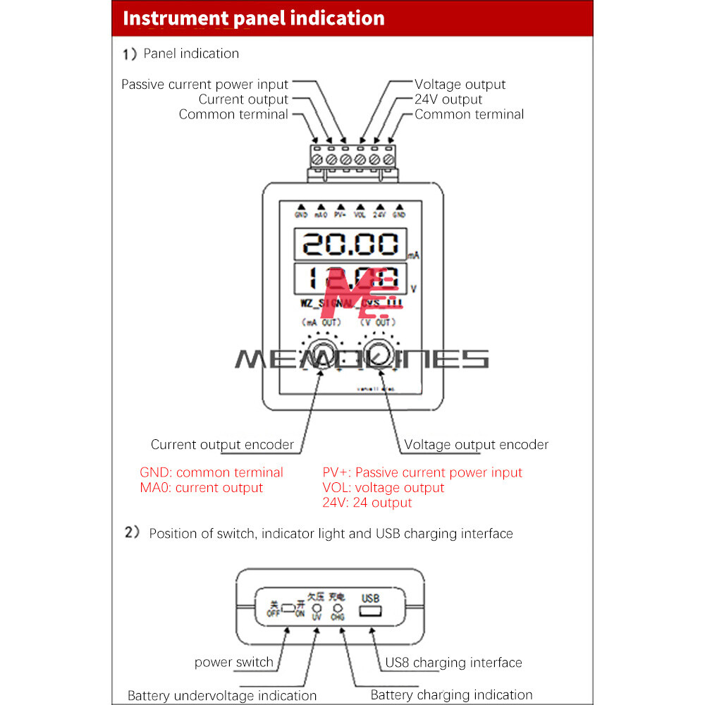 Adjustable 4-20ma Signal Generator 24V 0-10V Constant Current Source Simulation