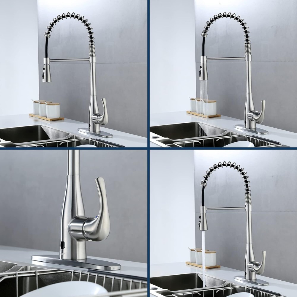 Bio Bidet by Bemis Single-Handle Pull-Down Spring Sprayer Faucet -Brushed Nickel