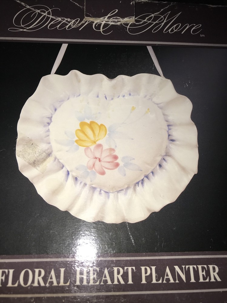 Vtg Decor & More Floral Heart Planter