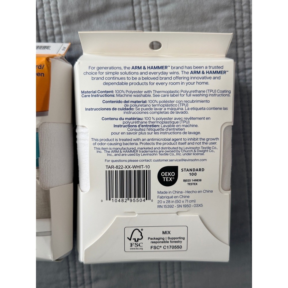 Arm & Hammer Waterproof Pillow Protector 2 Pack Terry Zipper Std Queen