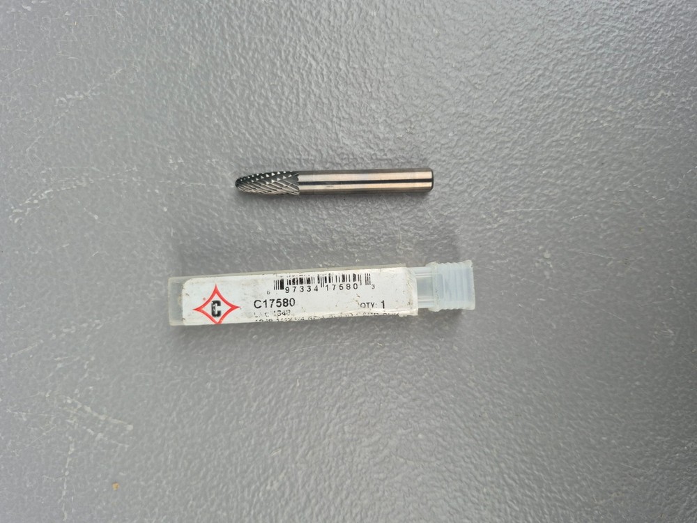 New Cleveland Cle-Line C17580 , 1/4" Solid Carbide Double Cut Tree Burr W/Radius