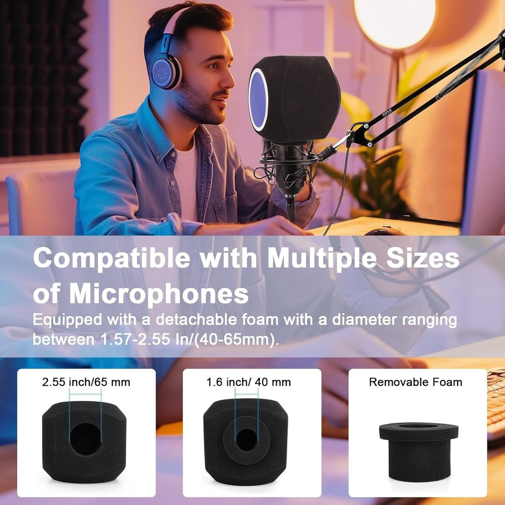 Professional Microphone Isolation Shield with Dual Pop Filter - Noise Reduction