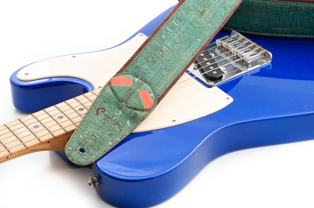 RightOn! Mojo Cork Guitar Strap; Teal