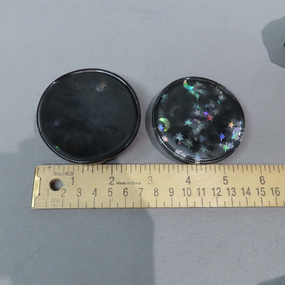 ROLLING TRAY Grinder Stash Container Set Black Silver Celestial Glitter Handmade