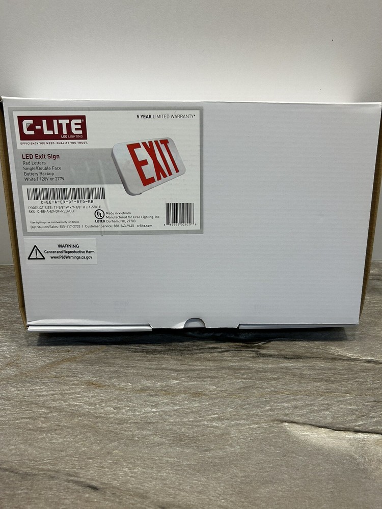 C-Lite LED Single Or Double Side Emergency Exit Lighted Sign, Battery Backup