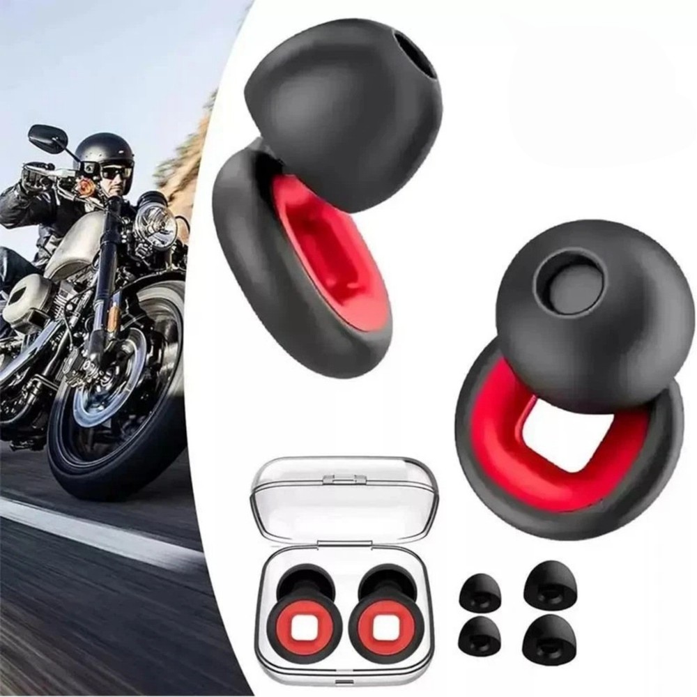 Sleeping & Motorcycle Use 24dB Noise Cancelling Ear Plugs Reusable Black Red