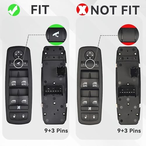 Driver Side Master Power Window Switch 9 Pins + 3Pins Compatible 68110867AB