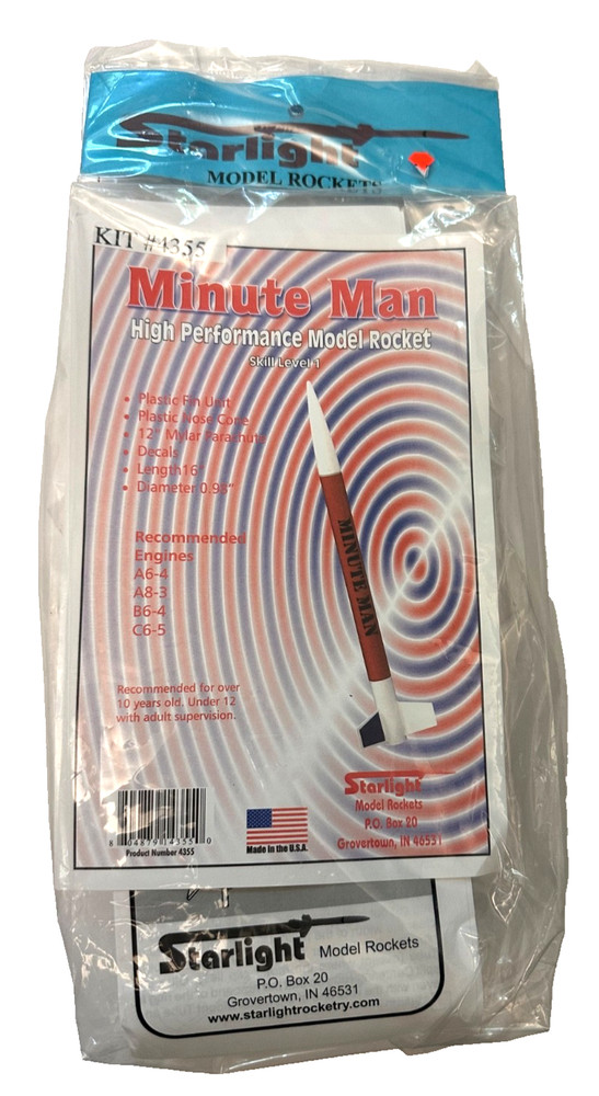 Starlight Minute Man  Model Rocket #4355Factory Sealed 16" length