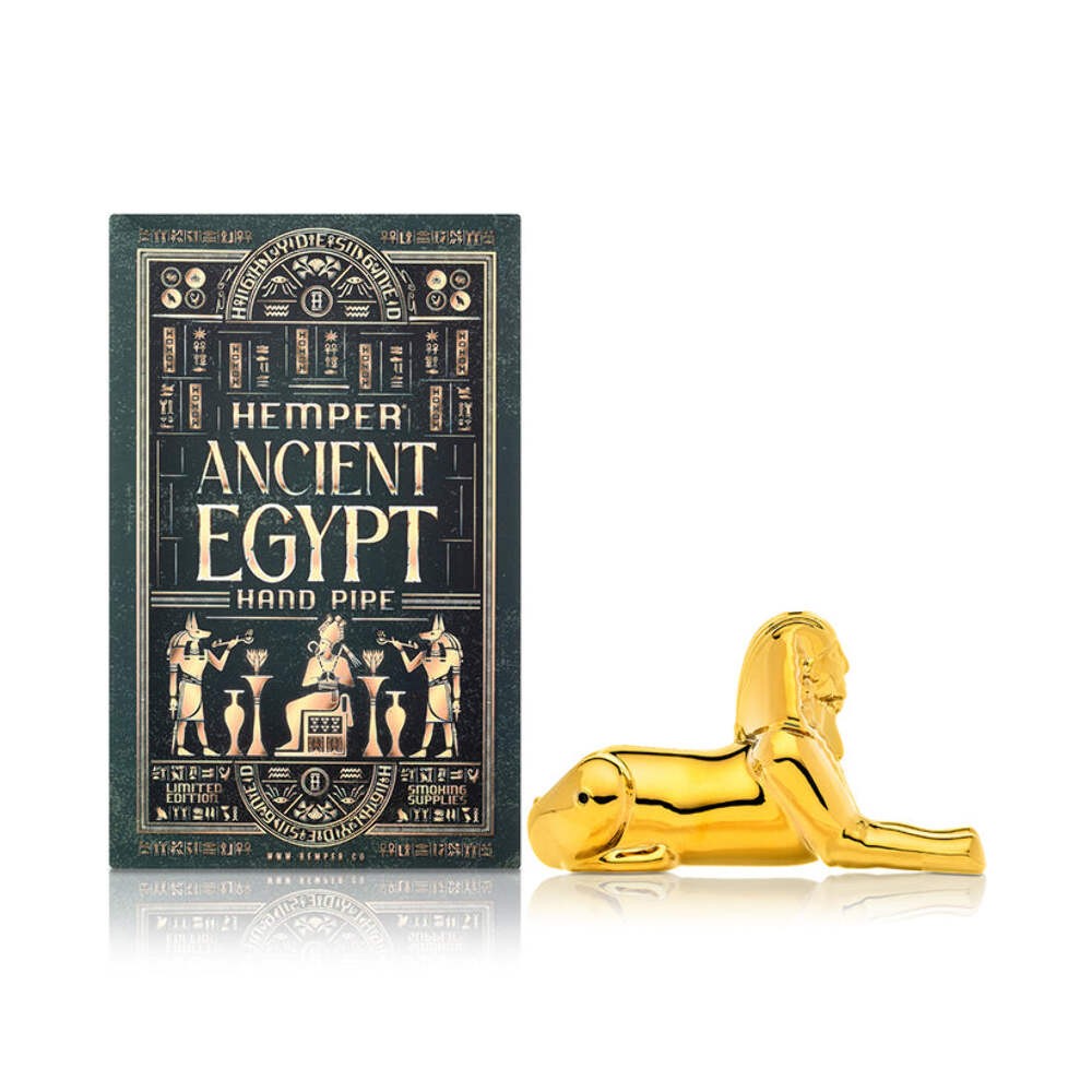 Hemper Ancient Egypt Sphinx Gold Glass Hand Pipe – 5″