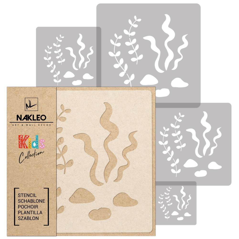 5x reusable PLASTIC Stencils / 13.4" 3.5" / Nursery Template // SEAWEED - ALGAE