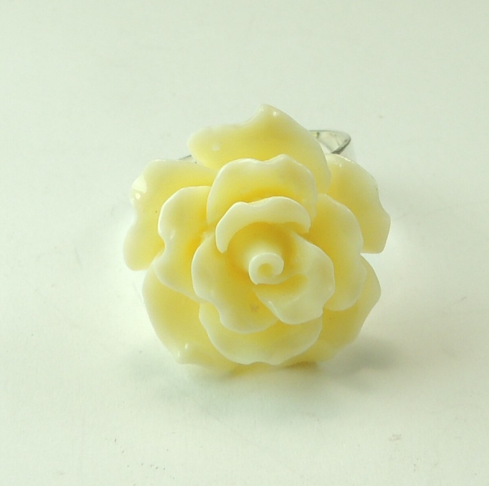 Flower Resin Bead  RING  adjustable from Size 6 1/2  Handcrafted