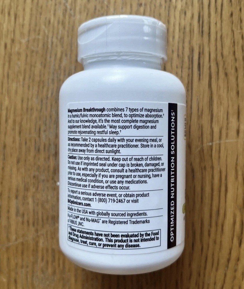 Bioptimizers Magnesium Breakthrough all 7 essential forms, 60 capsules