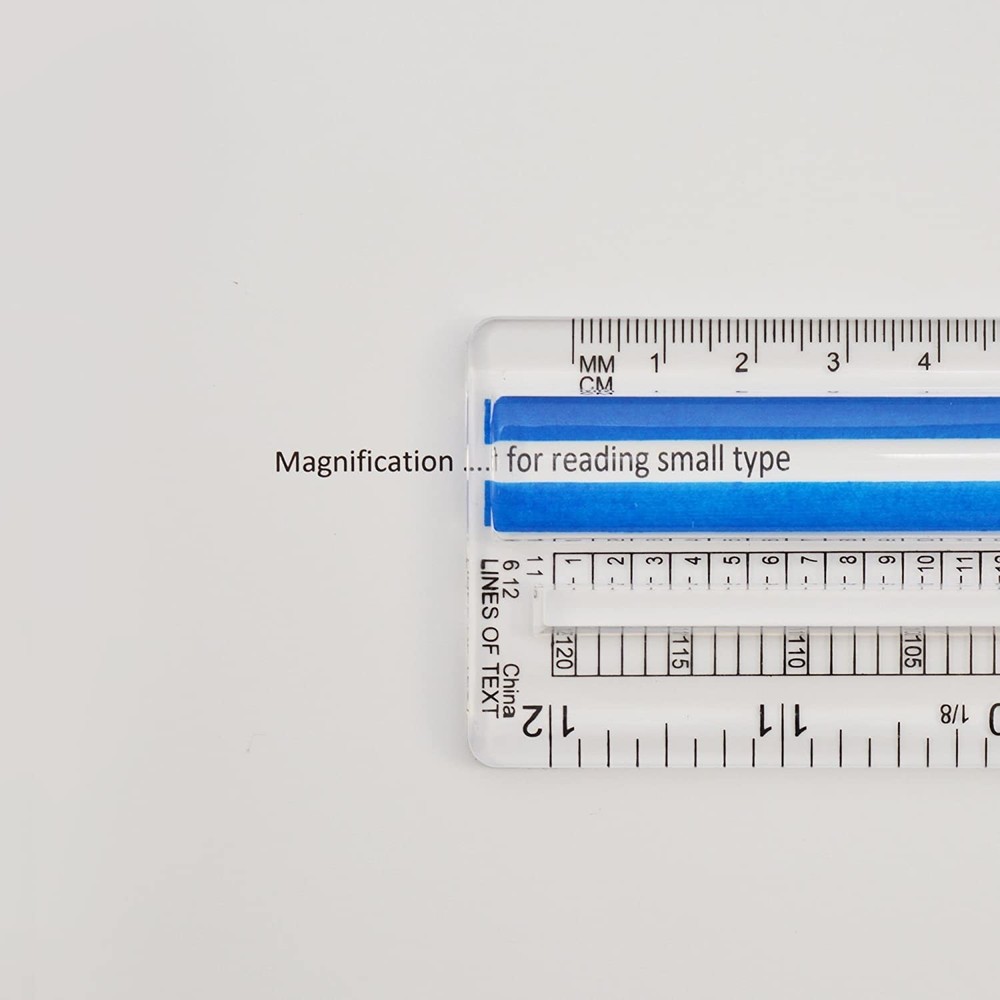 Data Processing Magnifying Ruler, 2X Magnification, 1/16-Inch & Tenths Scales...