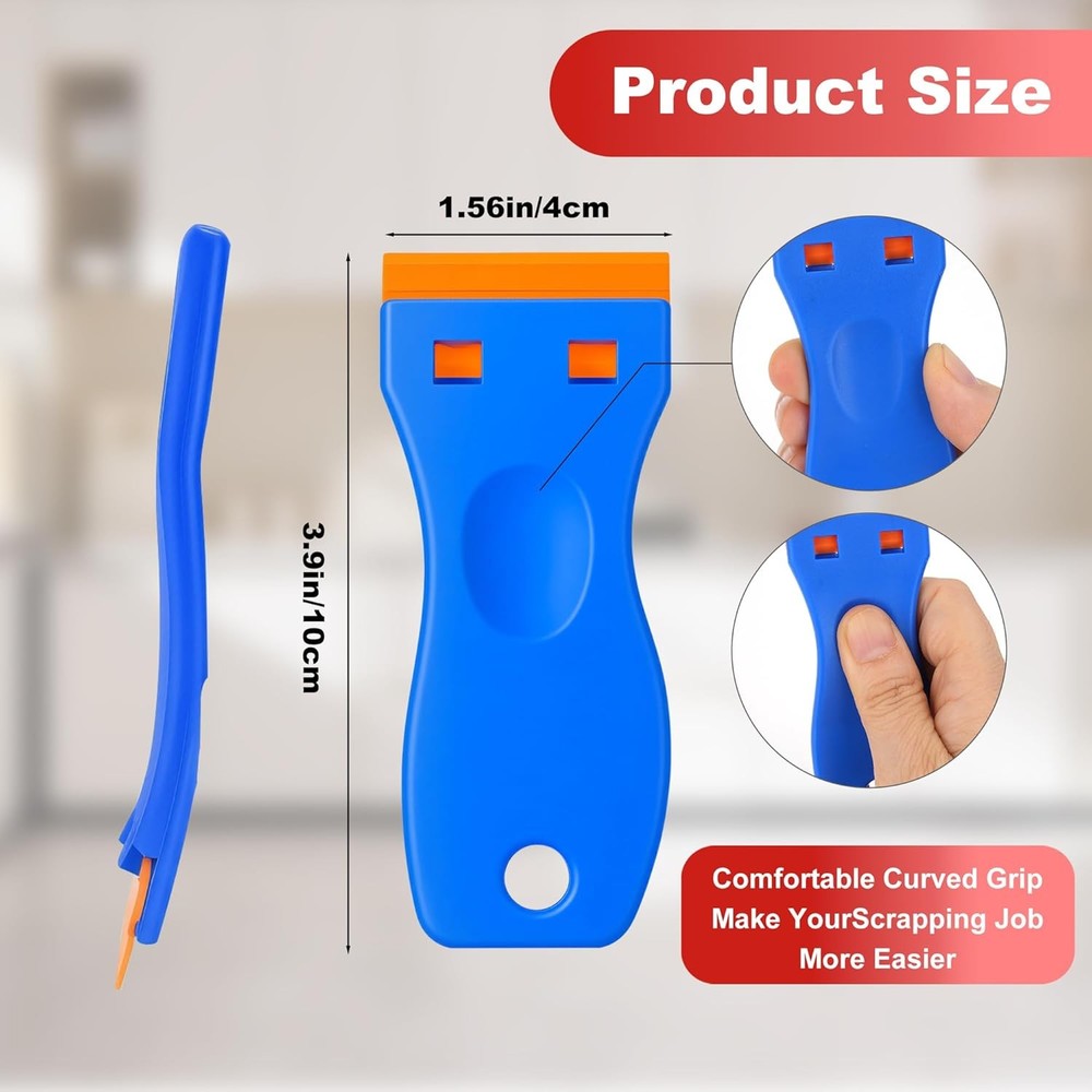 Razor Blade Scraper with 2 Pcs Plastic Scraper, Scraper Tool for Cooktop, Oven,