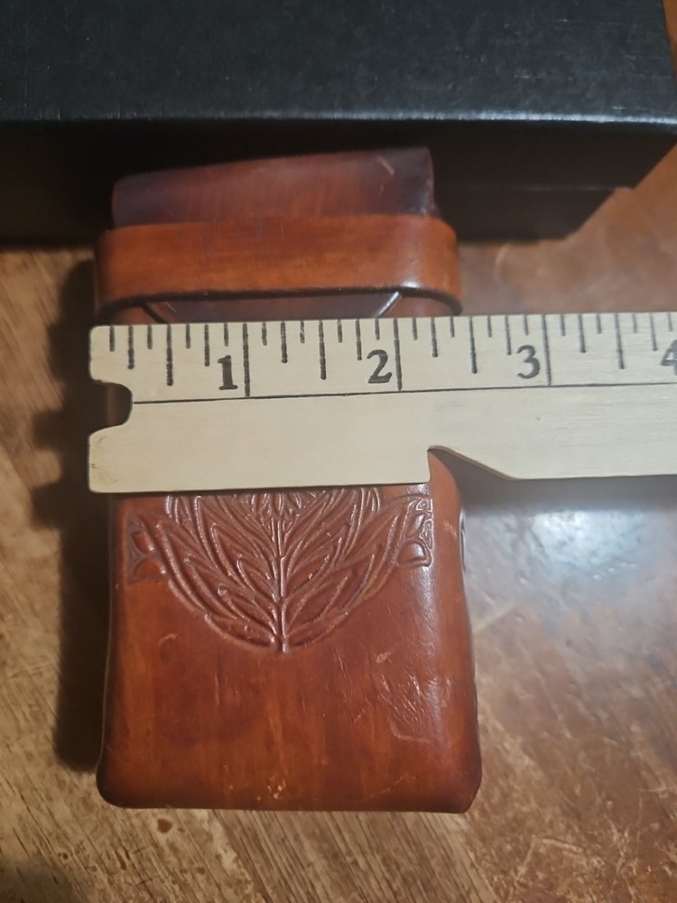 Tooled leather Cigarette case With Lighter Sleeve Vintage