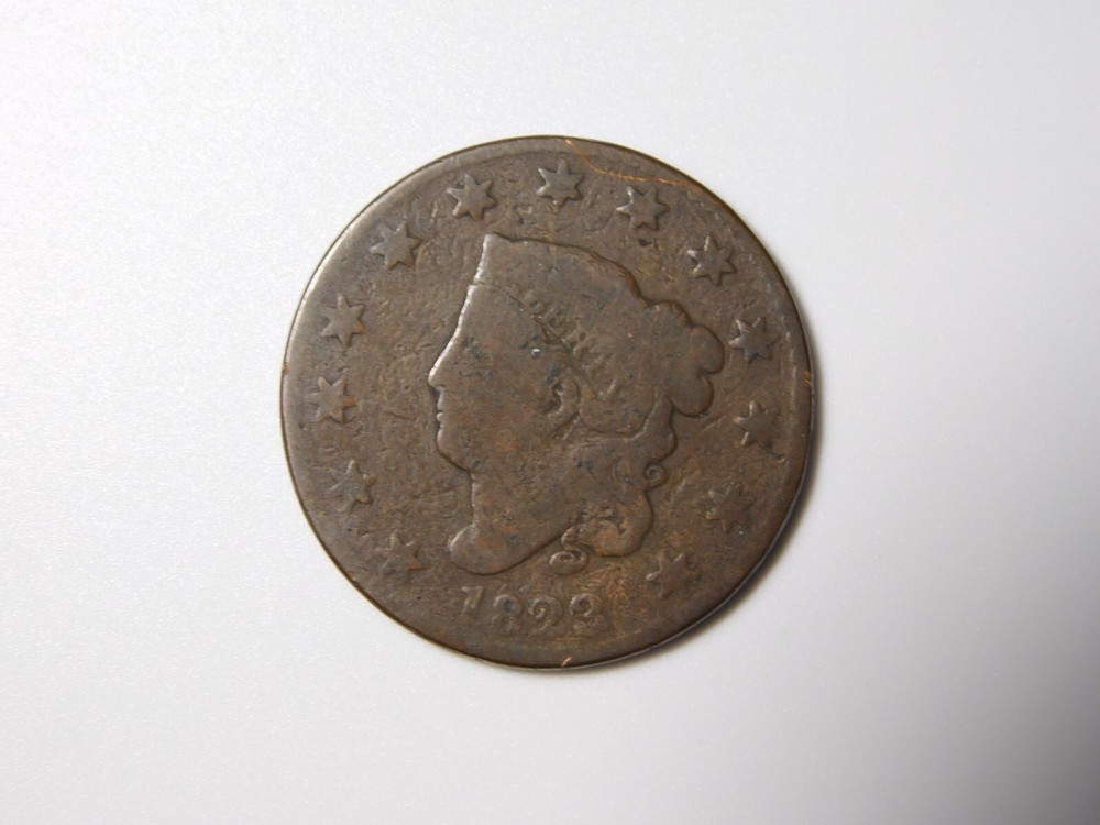 OLD US COPPER COINS 1823/2 CORONET HEAD LARGE CENT