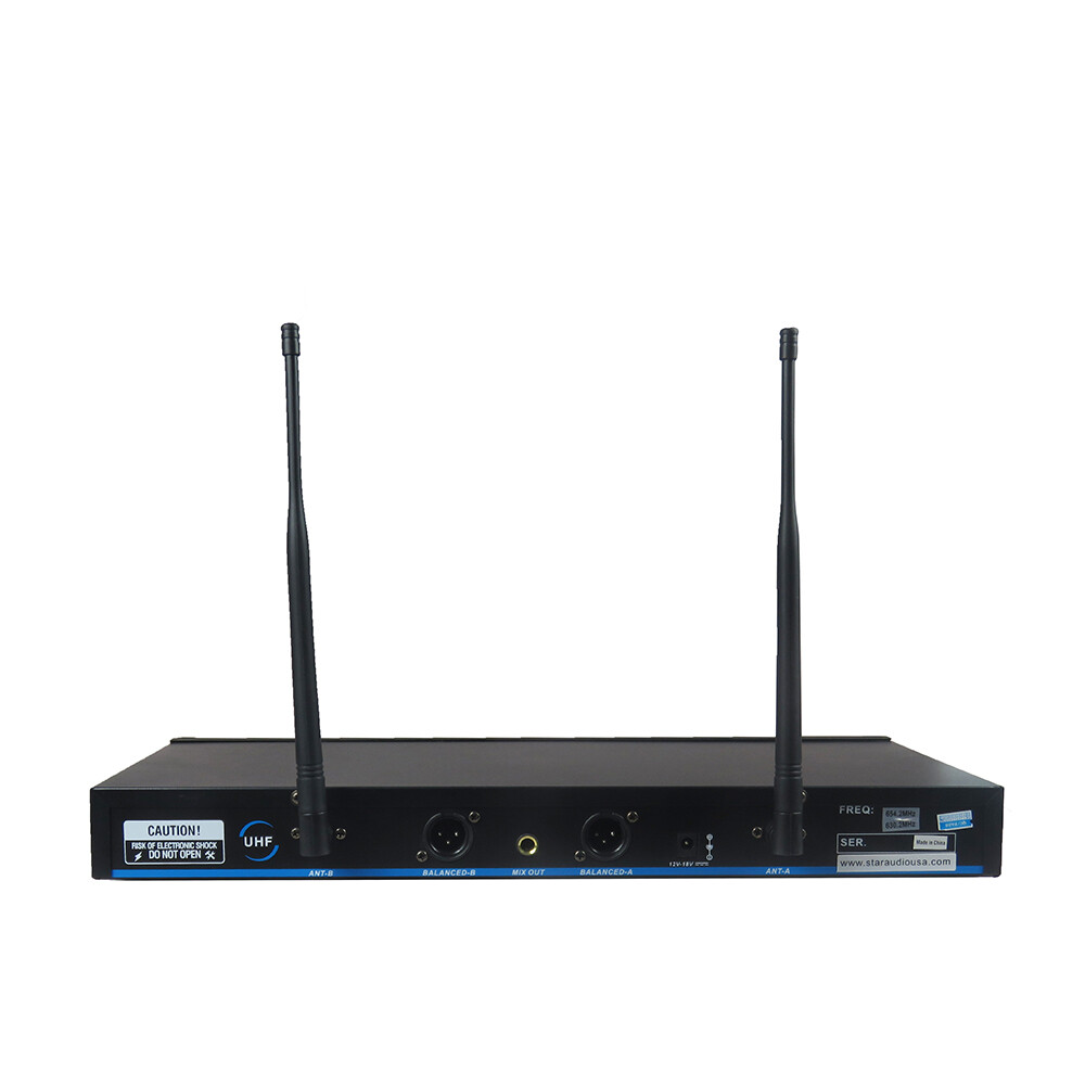 2CH UHF Wireless Microphone System Handheld Microphone Headset Lapel Audio Mics