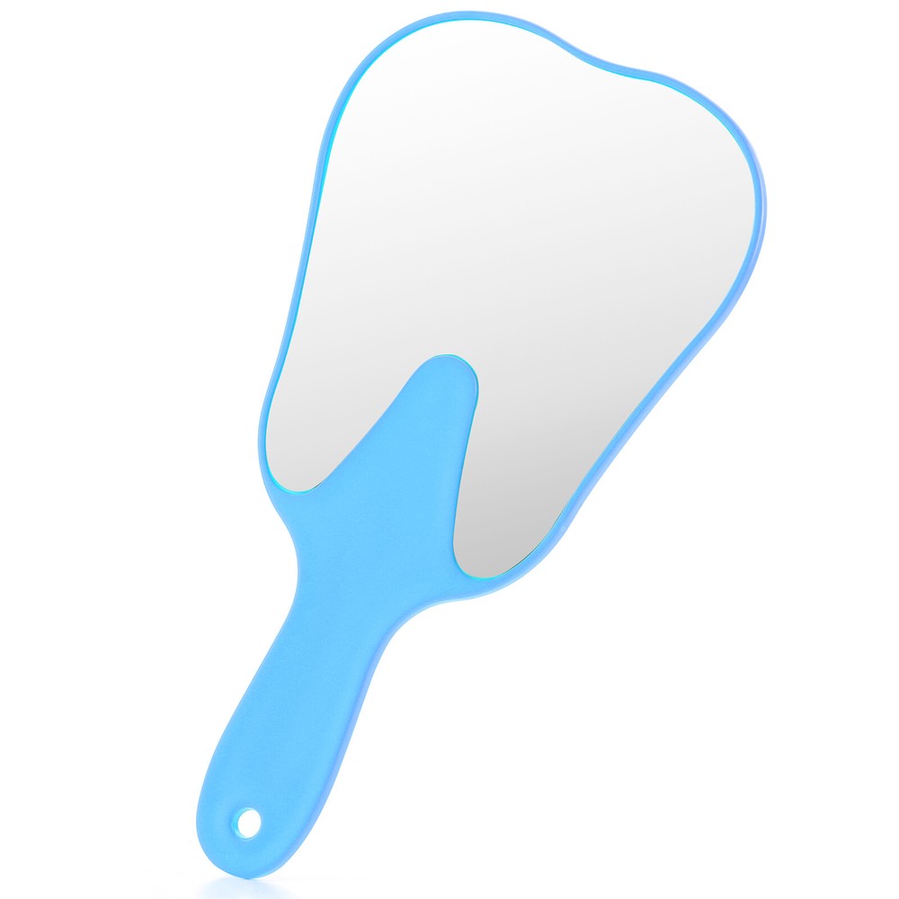 Handheld Dental Mouth Mirror Tooth Shaped Unbreakable Plastic Makeup Mirror