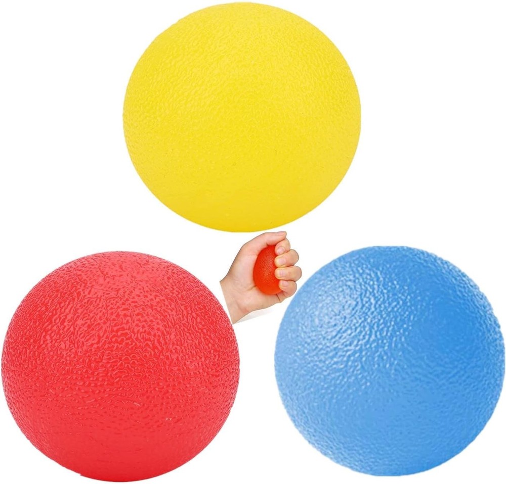 3 PCS Physical Therapy Hand Exercise Balls, Stress Relief Squeeze Ball Trainer