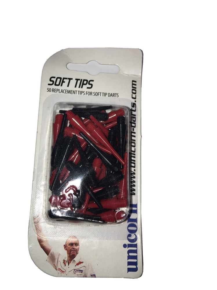 unicorn Soft Tips Contains 50 replacement tips for soft tip darts Black Red Val