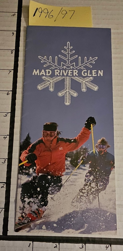 1996/97 MAD RIVER GLEN SKI AREA BROCHURE W/ TRAIL MAP INSIDE & 2 INSERTS. MINT