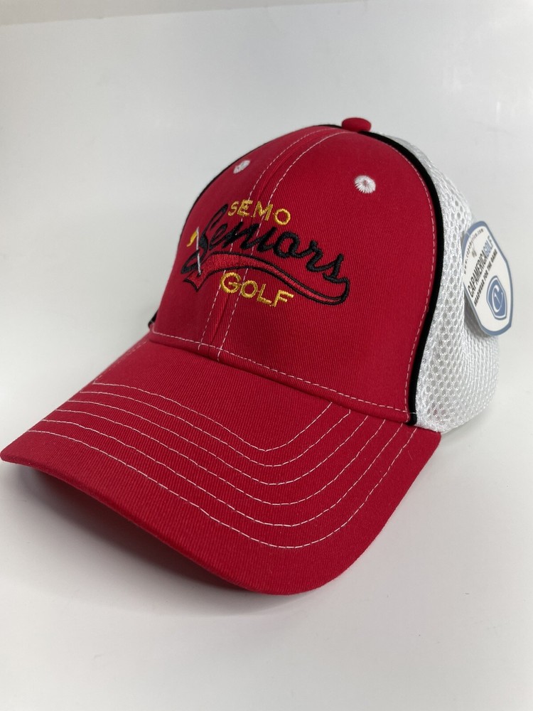 Semo Seniors Golf Cap Hat Red Mesh Adjustable NEW