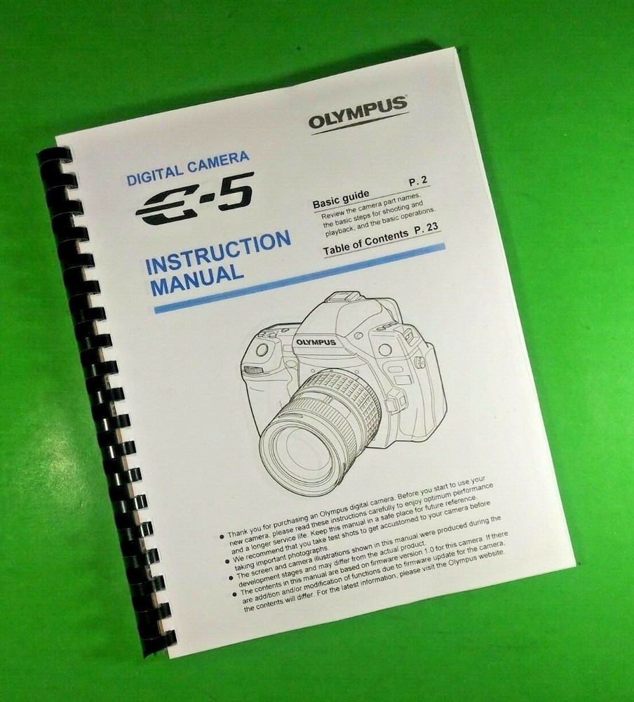 Owners Manual for Olympus E-5 E5 Camera 172 Pages W/Clear Covers!