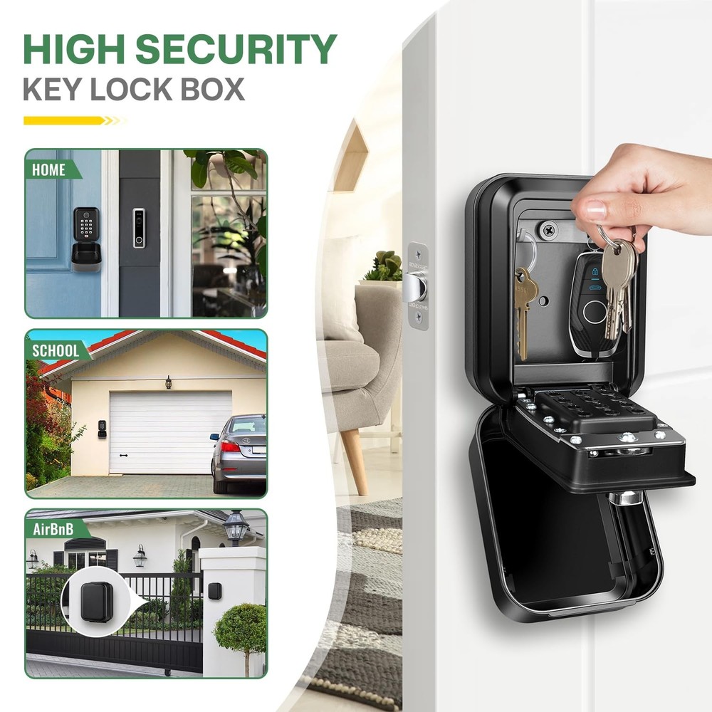 Lock Box for Keys with Code, Waterproof Key Boxs Wall Mount 12-Digit Keypad L...