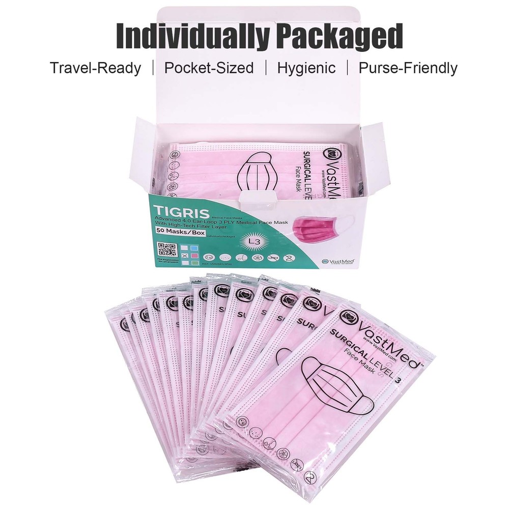 Disposable Face Masks by Vastmed 3-Ply, Earloop Style