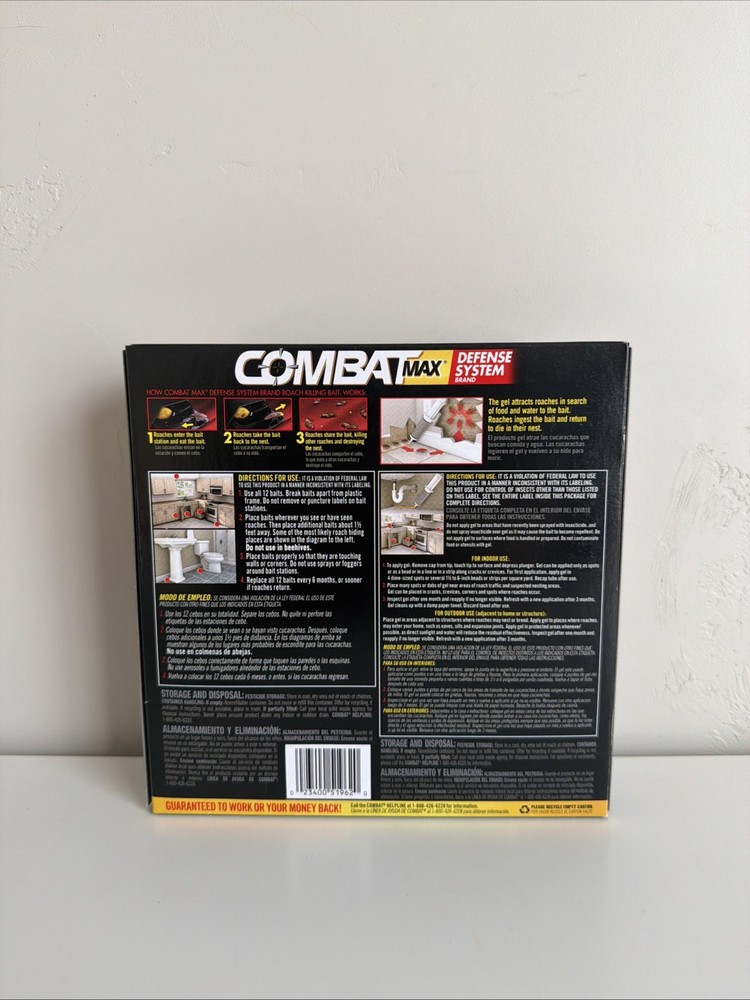 COMBAT MAX Defense System Large Roach Killing Bait & Gel 1 System 1 Refill NEW