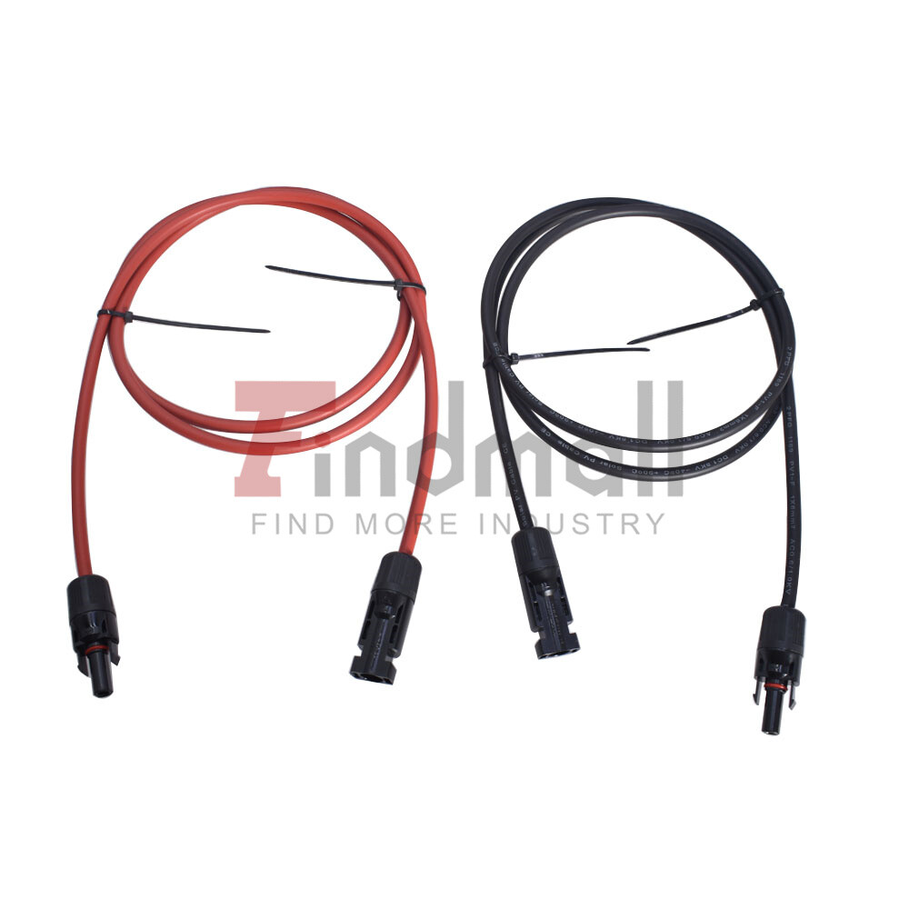 1 Pair 12 AWG Solar Panel Extension Cable Wire Connector 5ft Black + Red