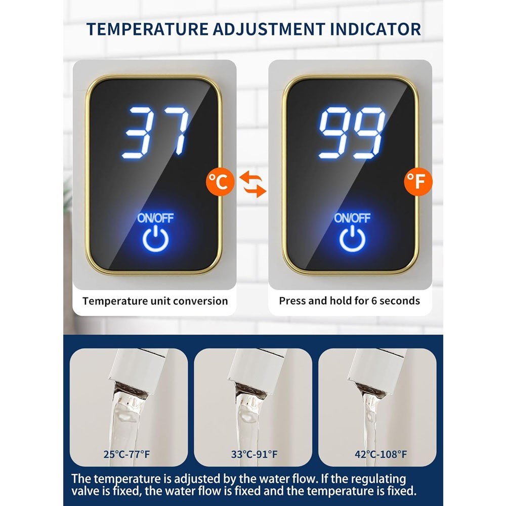Calentador De Agua Electrico Instantaneo Sin Tanque 110V Para Cocina Casa 3000W
