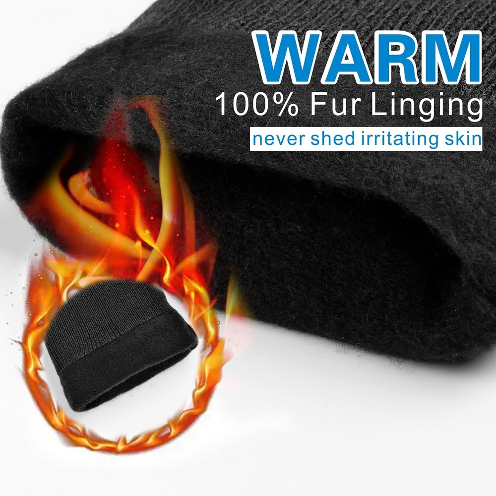 SURAWIL Winter Mittens - Mens Leather Touchscreen Warm Medium, Grey