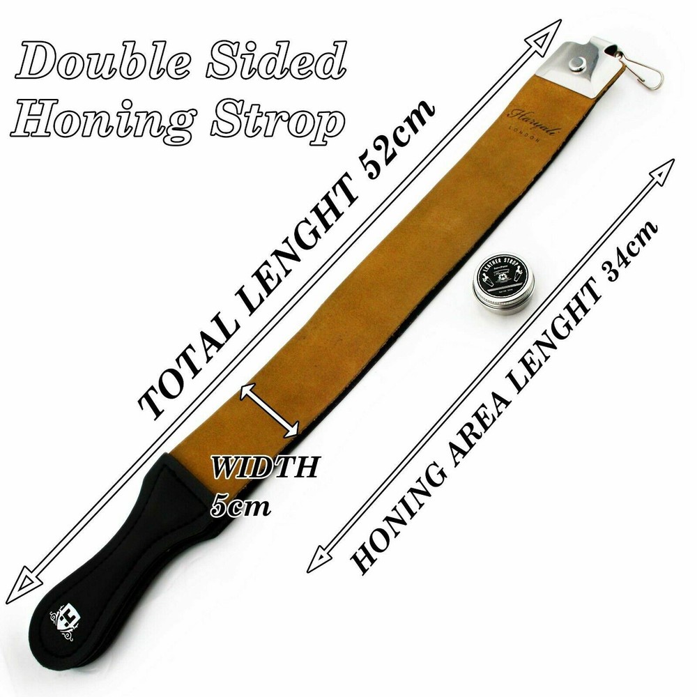 Genuine Leather Double Sided Strop 100% Canvas Knife Razor Sharpening Belt Paste