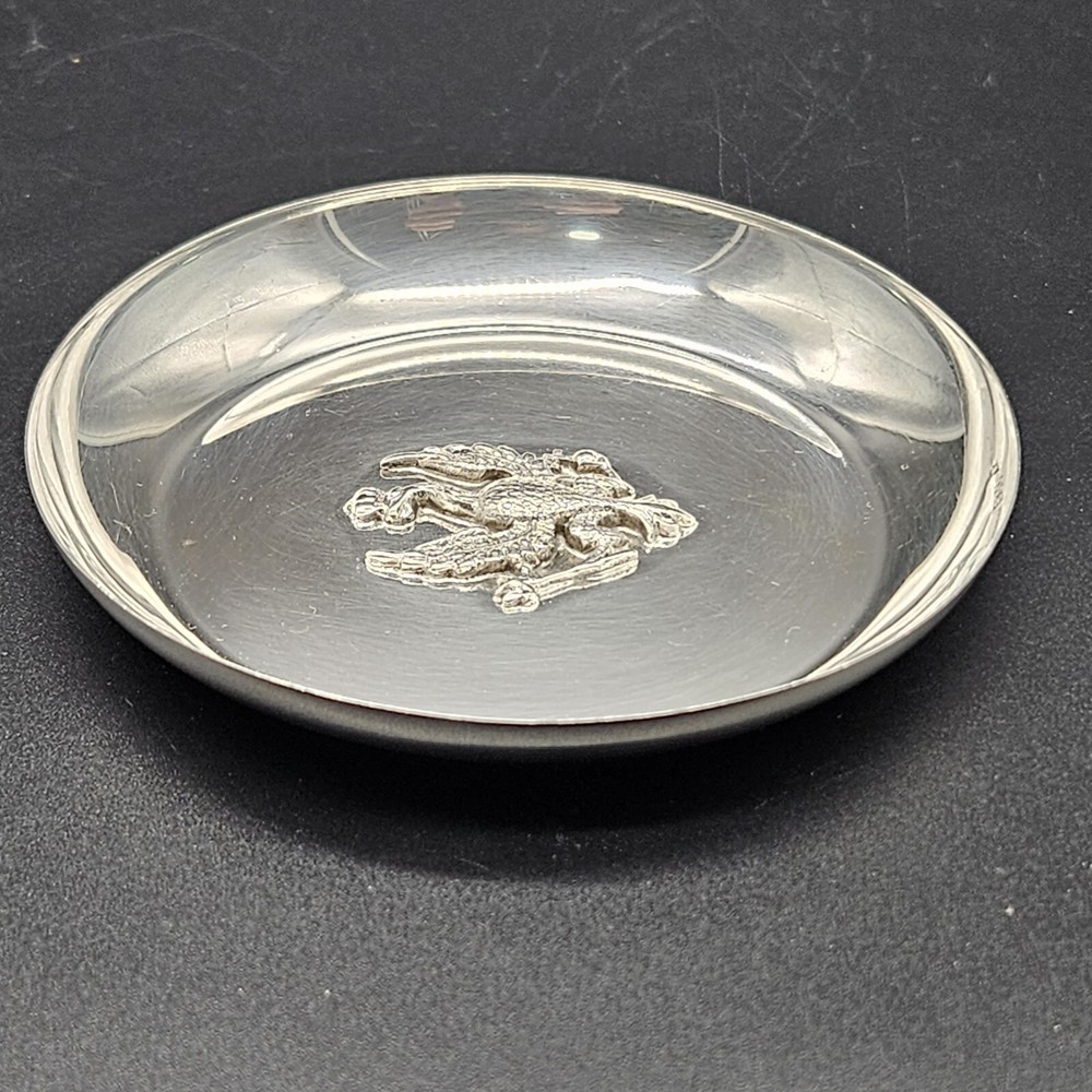 Solid Silver 830 Trinket/Coin Dish with King's Hussars Symbol UK/c1911