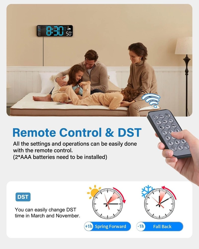 Digital Home Led Table Desk Clock With Calendar Temperature Clock Luminous US