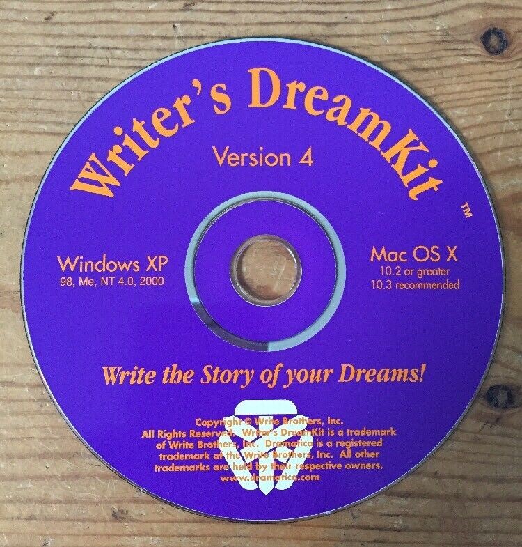 Writers Dream Kit Version 4 Mac OS X 10.2 Windows XP Software Installation CD