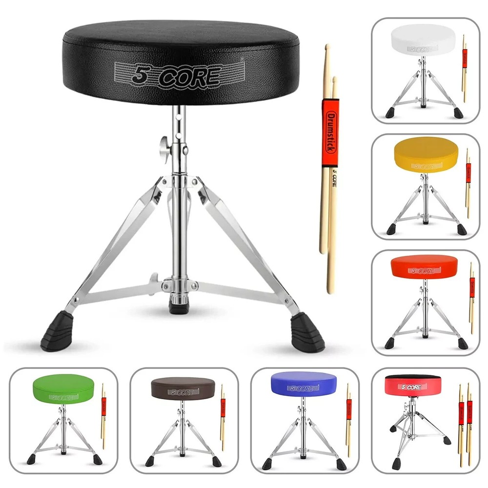 5 Core Drum Throne 3" Padded Comfortable 200Lb Capacity Drummer Stool Adjustable