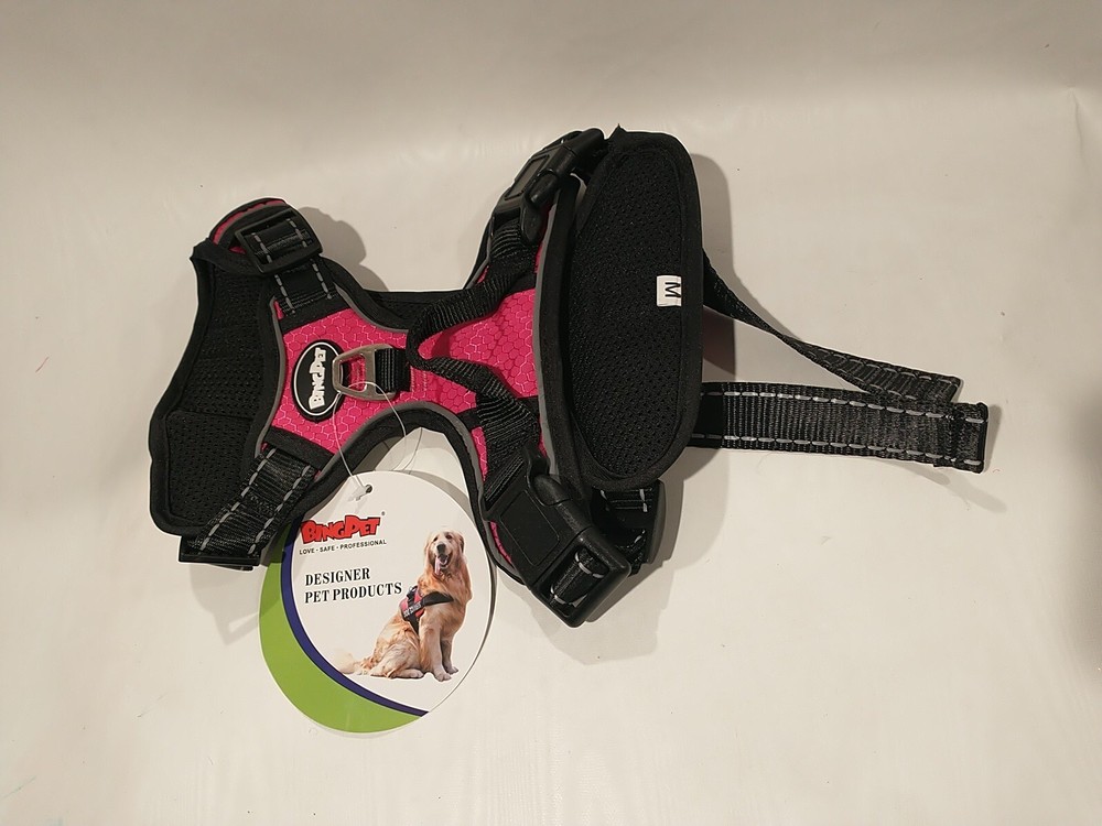 Bingpet Ba5042 pink Size Medium Reflective Adjustable Dog Soft Harness