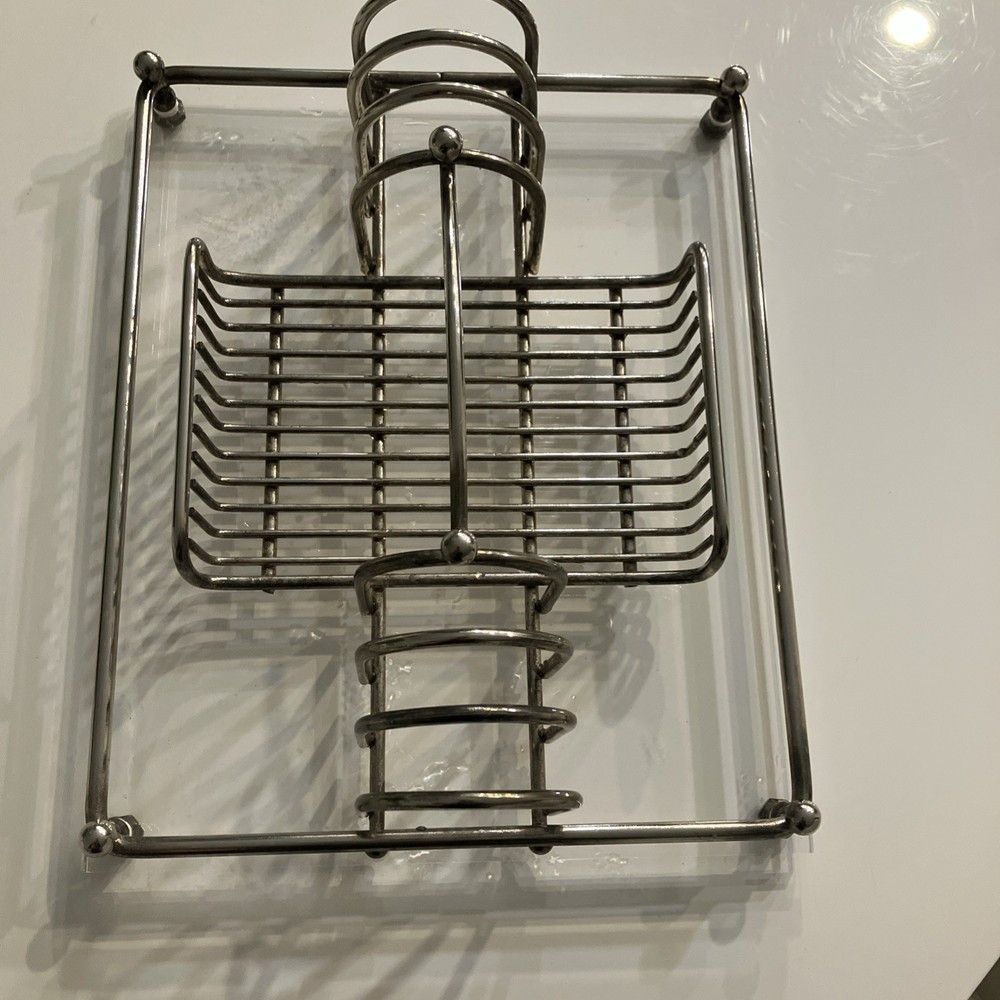 Vintage TRAY- Chrome & Lucite MCM Silverware Caddy - Silverware NOT Included