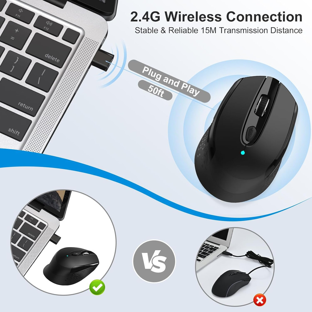 USB C Wireless Mouse, Type C Silent Mouse for Macbook Air/Pro, 2.4G Cordless Com