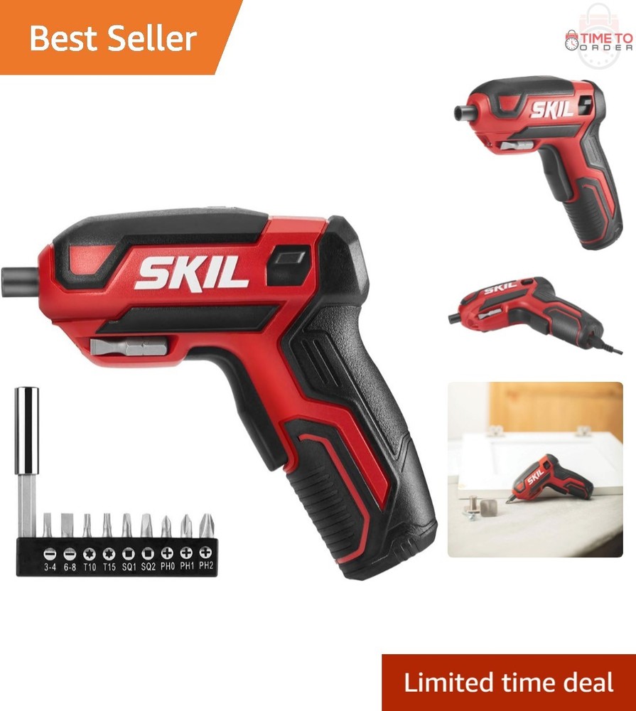 Rechargeable 4V Cordless Screwdriver 9pcs Bits USB Charging Power Tool