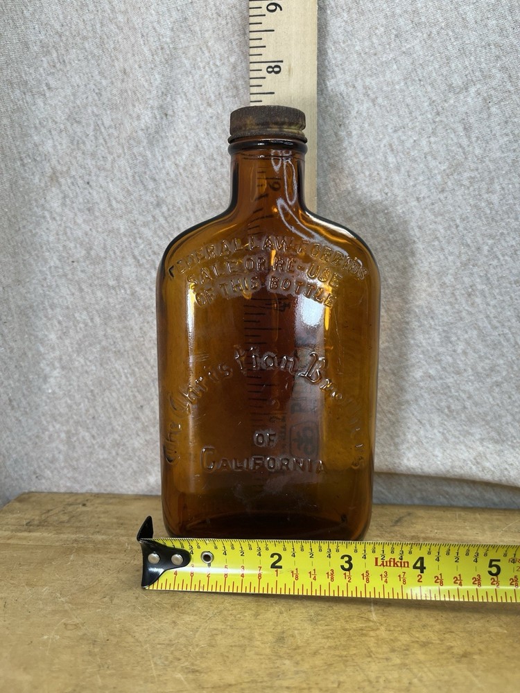 Christian Brothers Embossed Vtg Half Pint Empty Decor Bottle