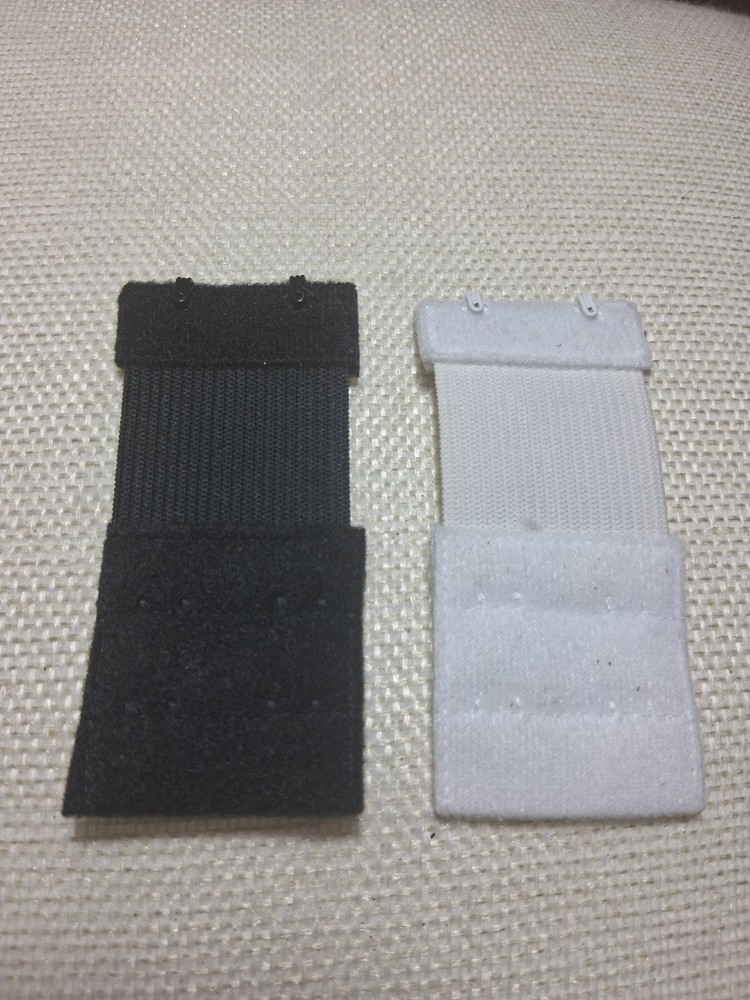 2-Pack Bra Strap Extenders Black & White – 2 Hook Stretch Elastic Comfort Fit