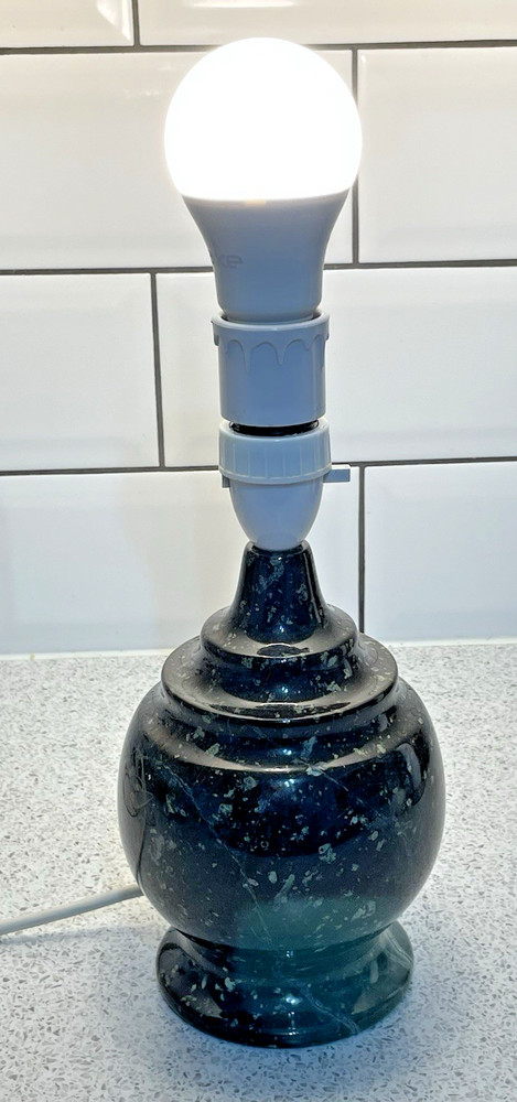 LARGE HEAVY POLISHED & TURNED CORNISH SERPENTINE LAMP BASE THE LIZARD, CORNWALL