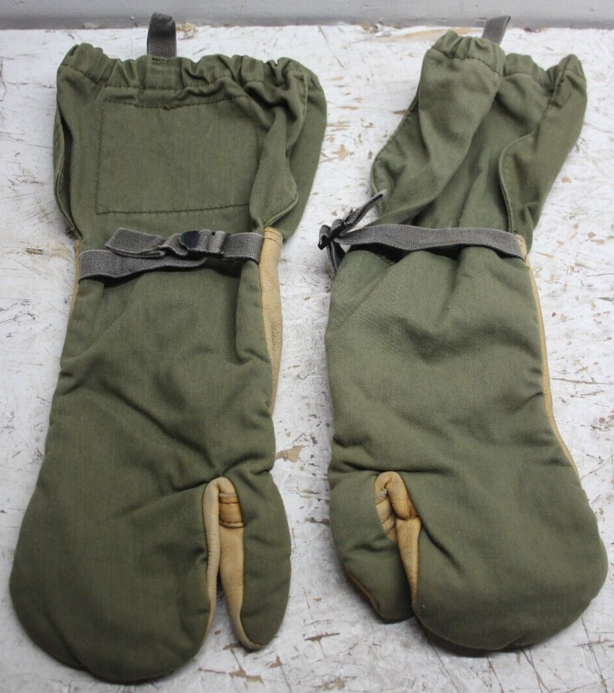 US Army Medium M-1965 Leather Trigger Finger Cold Mittens Gloves M65 Shells